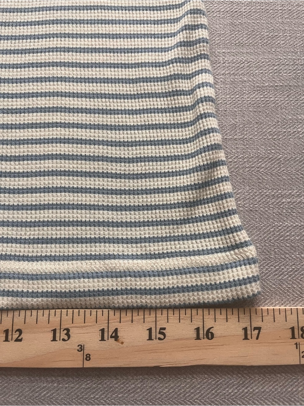 Sundance Striped Long-Sleeve Cotton Waffle Knit Top in Cream and Light Blue - Picture 13 of 13